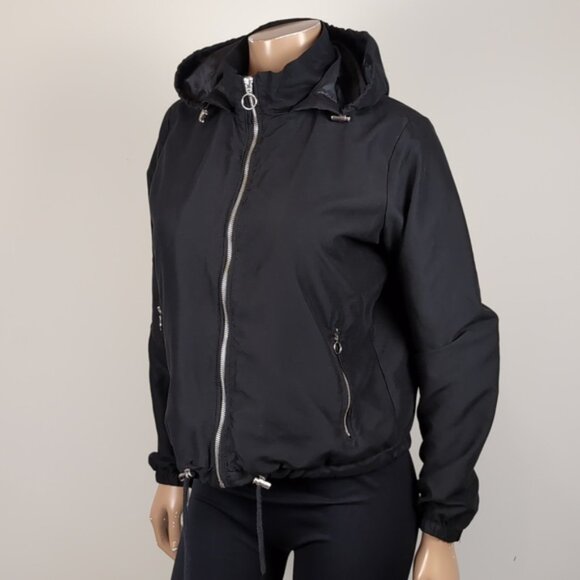 Suzy Shier Soft Shell Hooded Jacket Full Zip Drawstring Adjustable Spring Fall - Picture 2 of 11